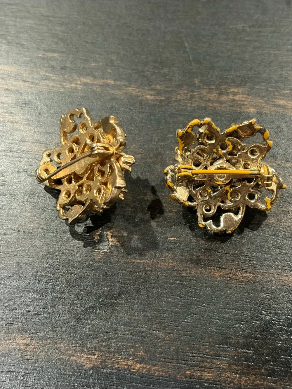 Floral cabochon  twin pins
